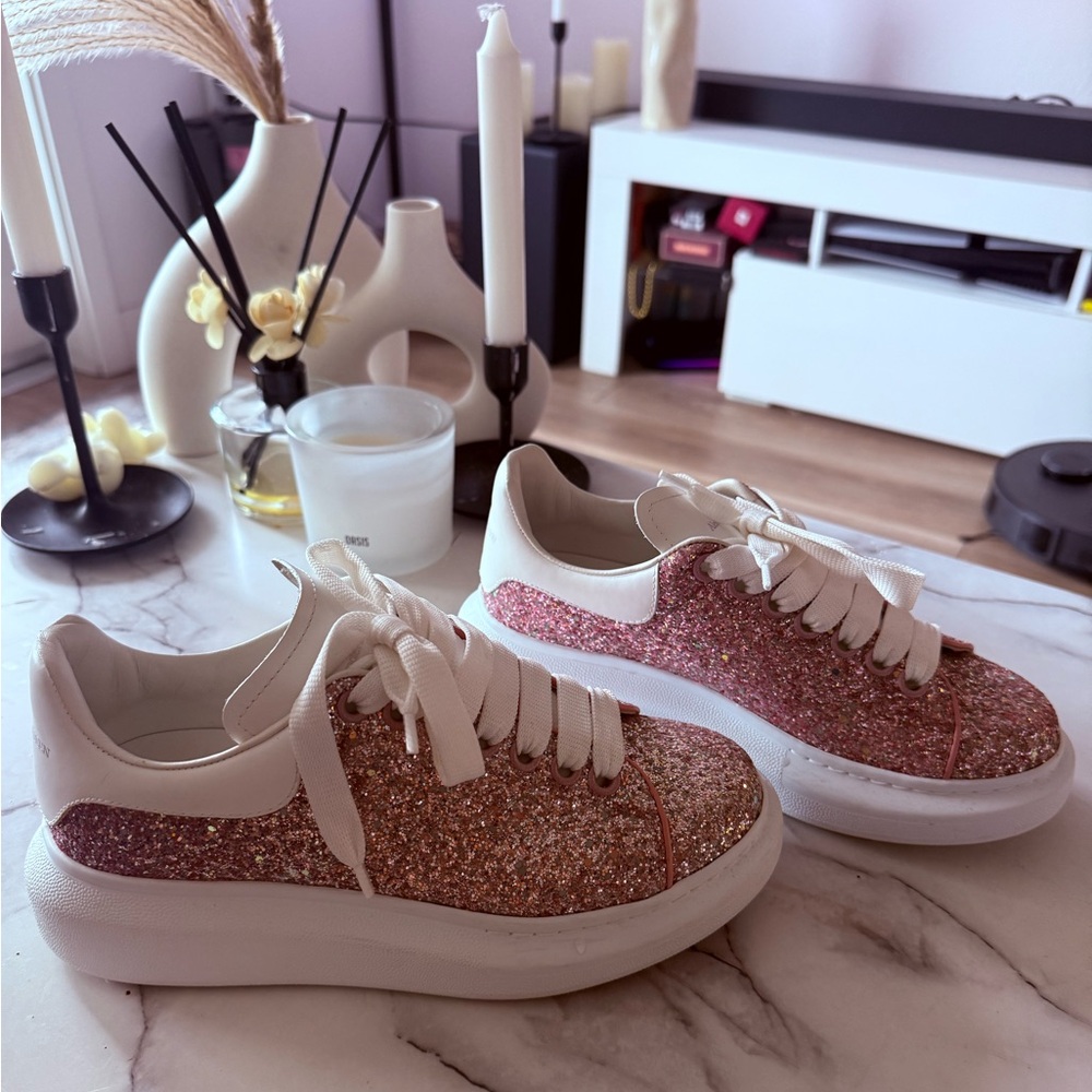 Sparkly Pink Glitter Sneakers Alexander Maqueen
